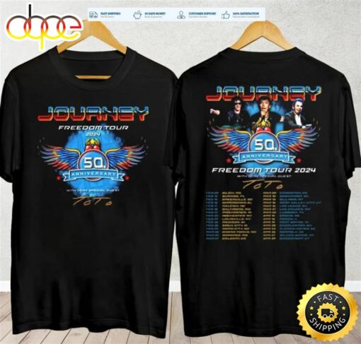 Journey 2024 Tour Freedom T-Shirt Toto Concert Gift Shirt Fans Music Band