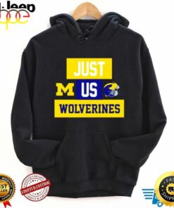 Just Us Michigan Wolverines Helmet Logo Shirt