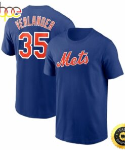 Justin Verlander New York Mets 2023 Name &amp Number Royal T-shirt