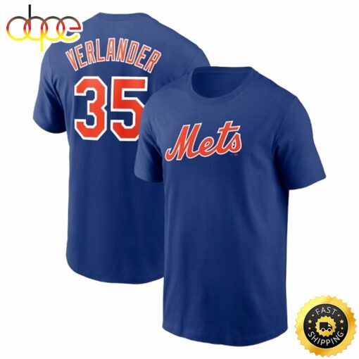 Justin Verlander New York Mets 2023 Name &amp Number Royal T-shirt