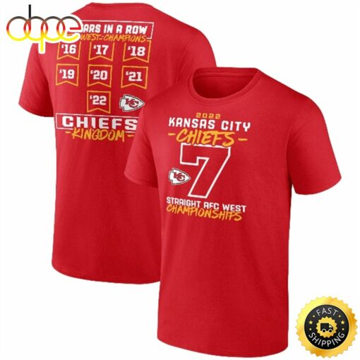 Kansas City Chiefs Fanatics Branded Seventh-Straight AFC West Division Championship Red T-shirt