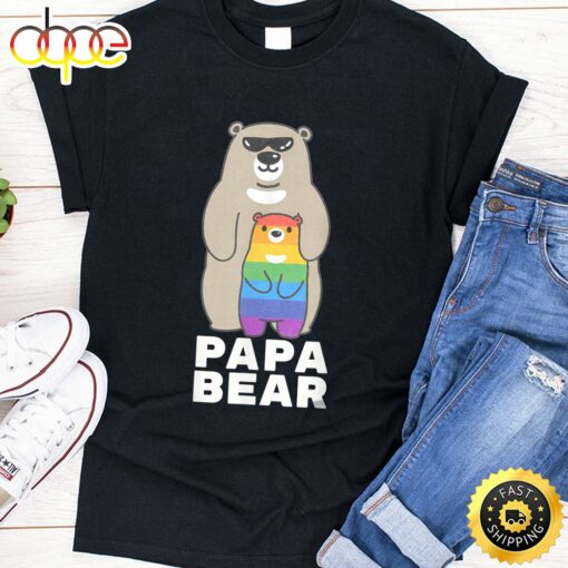 LGBT Proud Papa Bear Proud Bear Dad LGBT Pride Gay Child Valentines Day T-shirt