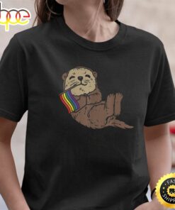 LGBT Sea Otter Rainbow Flag Cute Gay Pride Animal Lover Gift Valentines Day T-shirt