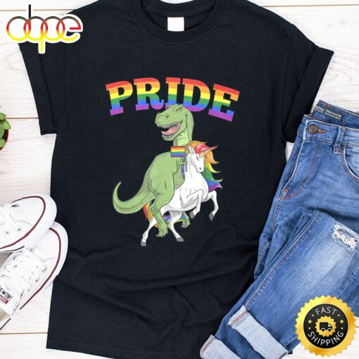 LGBT T-Rex Dinosaur Unicorn Gay Pride Rainbow LGBTQ Cute Valentines Day T-shirt