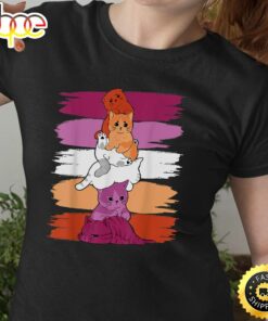 LGBT lesbian pride Cat LGBT Trans Flag Cute Cats Pile Valentines Day T-shirt