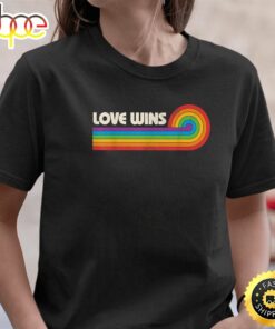 LGBTQ Love Wins Gay Pride LGBT Rainbow Flag Retro Vintage Valentines Day T-shirt