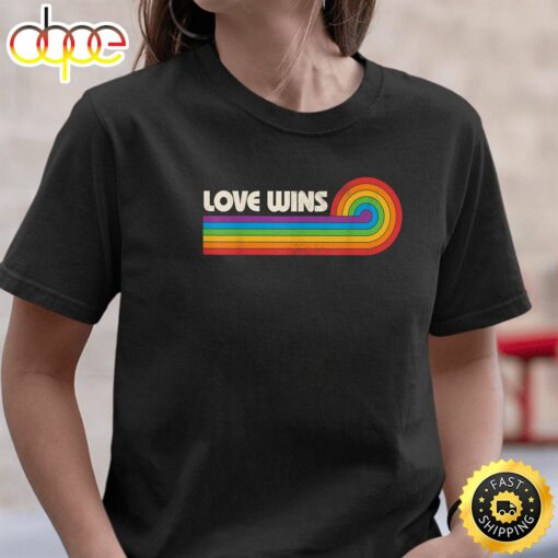 LGBTQ Love Wins Gay Pride LGBT Rainbow Flag Retro Vintage Valentines Day T-shirt