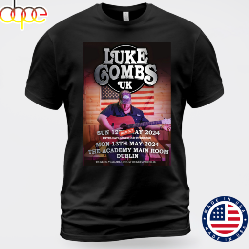 LUKE COMBS UK Getting Old 2024 World Tour Black T-shirt Unisex