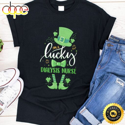 Leprechaun I’m A Lucky Dialysis Nurse St Patrick Day Gifts T-Shirt