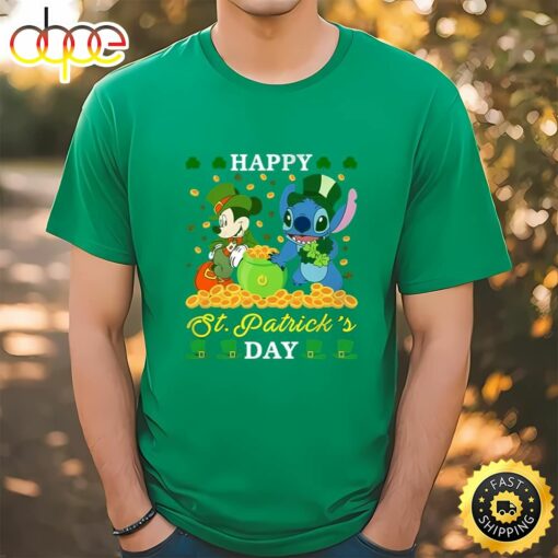 Leprechaun Mickey Mouse Stitch Disney St Patricks Day Shirt