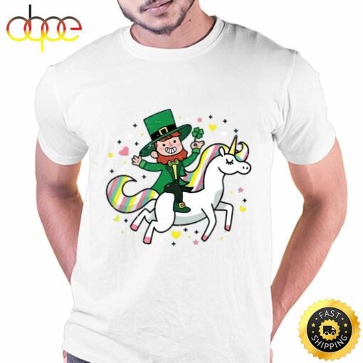 Leprechaun Riding A Unicorn T-shirt Funny St Patrick’s Day T-shirt