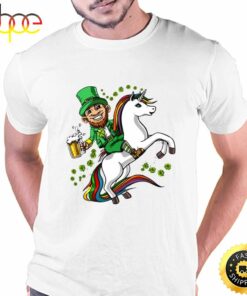 Leprechaun Riding Unicorn St Patricks Day T-Shirt