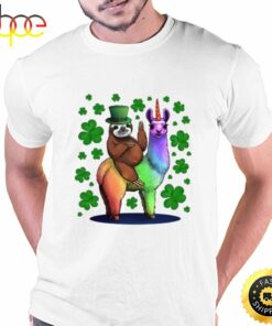 Leprechaun Sloth Riding Llama Unicorn St Patricks Day T-Shirt
