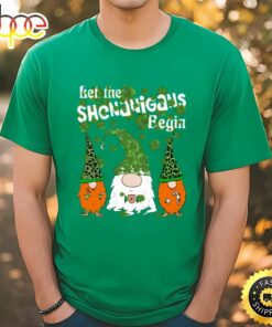 Let Shenanigans Begin Gnomes Green Clovers St Patricks Day T-Shirt