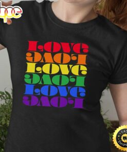 Love Rainbow Text for Pride LGBT Events Valentine Day Premium Valentines Day T-shirt