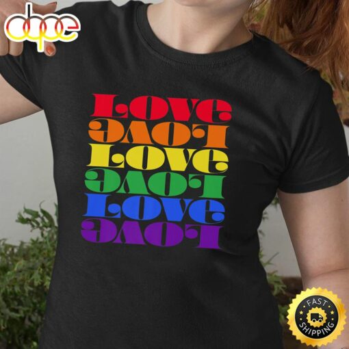 Love Rainbow Text for Pride LGBT Events Valentine Day Premium Valentines Day T-shirt