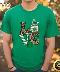 Love St. Patrick’s Day Gnome Leopard Print T-Shirt