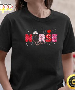 Love Stethoscope Nurse Life Valentine Day 2023 Women Gift T-Shirt
