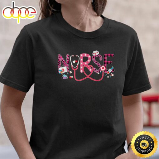 Love Stethoscope Nurse Life Valentine Day 2023 Women Gifts T-Shirt