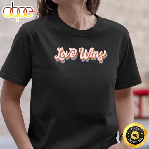 Love Wins Retro Heart Valentine Rainbow Equality Pride LGBT Long Sleeve Valentines Day T-shirt