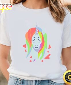 Lovely Rainbow Hair Cut Unicorn Hear Valentine T-shirt