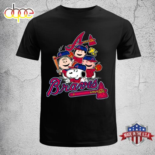 MLB Atlanta Braves Snoopy Charlie Brown Woodstock The Peanuts Baseball Unisex T-Shirt