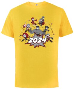 Marvel Avengers Red and Gray Stylized Cute New Year 2024 – Short Sleeve Cotton T-Shirt