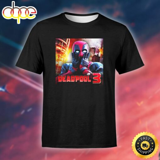 Marvel Studios Deadpool 3  Movie 2024 Marvels Unisex Black T-shirt