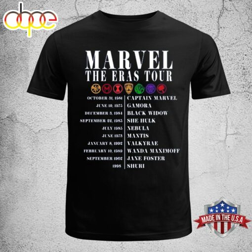 Marvel The Eras Tour Taylor Swift X Female Marvel Characters T-Shirt