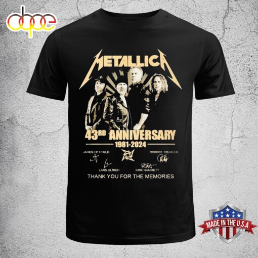 Metallica 43 Year Thank You For The Memories Unisex T-Sihrt