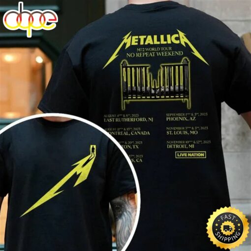 Metallica M72 World Tour 2023 Shirt, Metallica No Repeat Weekend Rock Tour Shirt