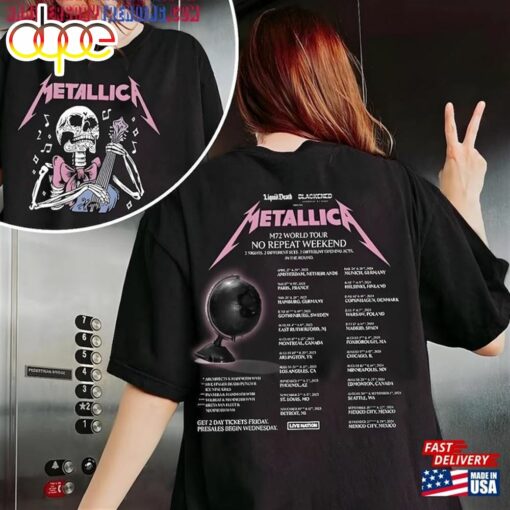 Metallica Shirt Band Metal Tour 2023 2024 Music Rock Festival Tee T-Shirt Unisex