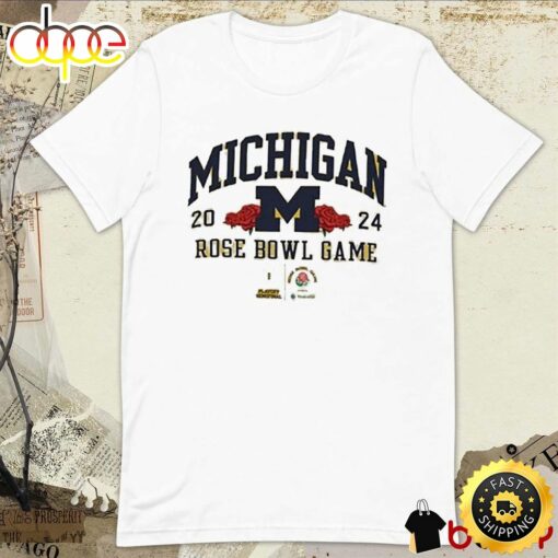 Michigan Rose Bowl 2024 Champion University Of Michigan Football Logos T- Shirt