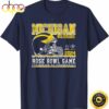 Michigan Wolverines 2024 Cfp Semi Rose Bowl Retro Football T- Shirt