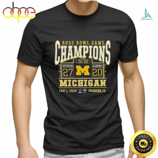 Michigan Wolverines College Football Playoff 2024 Rose Bowl Champions T Shirts