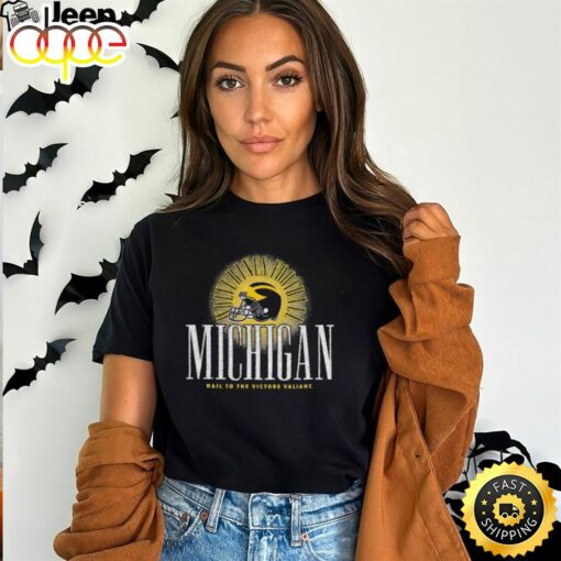 Michigan Wolverines Football Hail To The Victors Valiant Winged Helmet Shirt