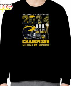 Michigan Wolverines Helmet Football 2024 National Championship Hail To The Victors Champions Shirt