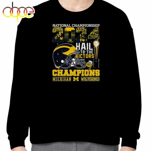 Michigan Wolverines Helmet Football 2024 National Championship Hail To The Victors Champions Shirt