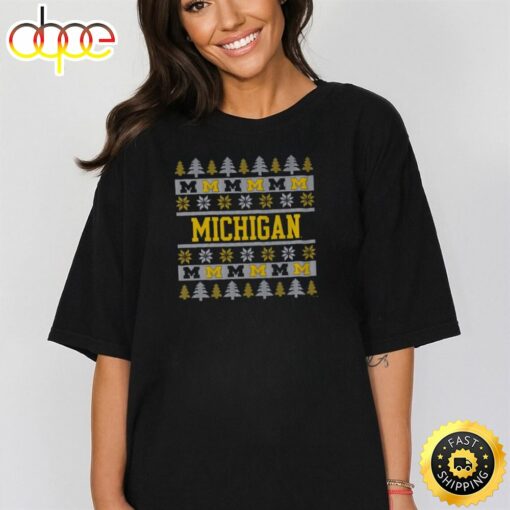 Michigan Wolverines Holiday Christmas Tree T Shirt