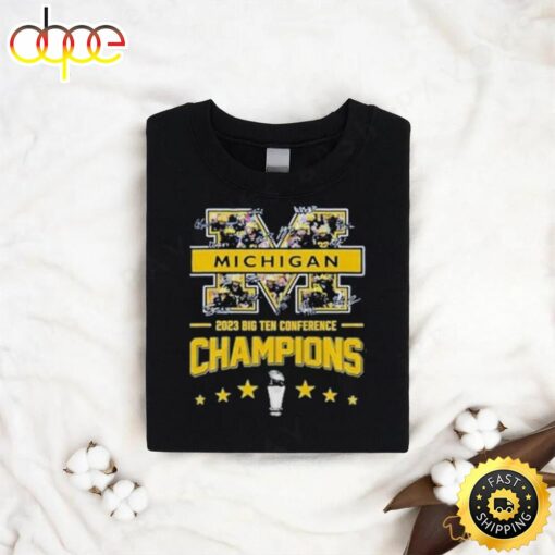 Michigan Wolverines M Logo 2023 Big Ten Conference Champions Signatures Shirt