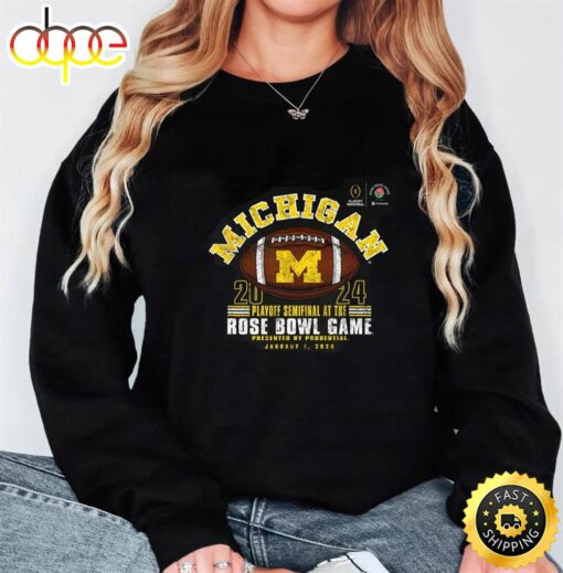 Michigan Wolverines Rose Bowl 2024 Cfp Semi Football Vintage Unisex T-Shirt