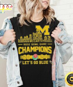 Michigan Wolverines Skyline Players Name 2024 Rose Bowl Game Champions Let’s Go Blue Shirt