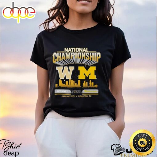 Michigan Wolverines Vs. Washington Huskies College Football Playoff 2024 National Championship Game Head To Head Skyline T Shirt