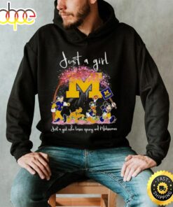 Mickey And Friends Just A Girl Who Loves Spring And Michigan Wolverines Shirt