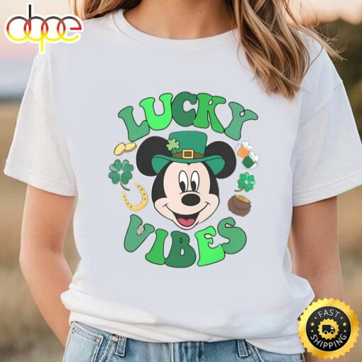 Mickey Mouse Lucky Vibes Shirt, Mickey St Patricks Day