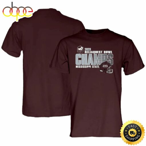 Mississippi State Bulldogs Blue 84 2023 ReliaQuest Bowl Champions Maroon T-shirt