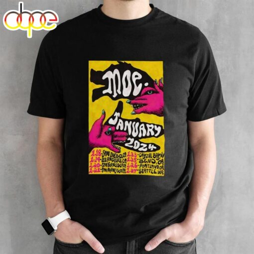 Moe. Tour January 2024 Black T-Shirt Gift Fans Music All Size