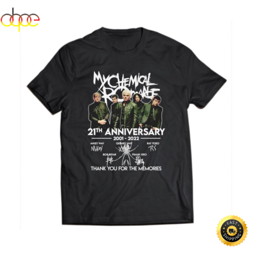 My Chemical Romance 21St Anniversary 2001 2022 Thank You For The Memories T-Shirt