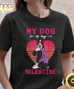 My Dog Is My Valentine Pitbull Dog Leopard Valentine Day T-Shirt