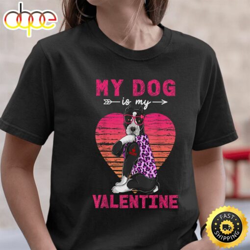 My Dog Is My Valentine Pitbull Dog Leopard Valentine Day T-Shirt